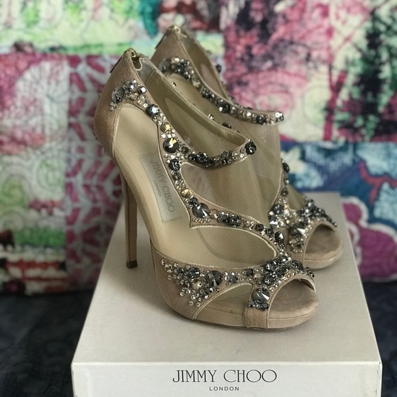 Jimmy Choo Shoes - Jimmy Choo Sandals with crystals in nude sz 39